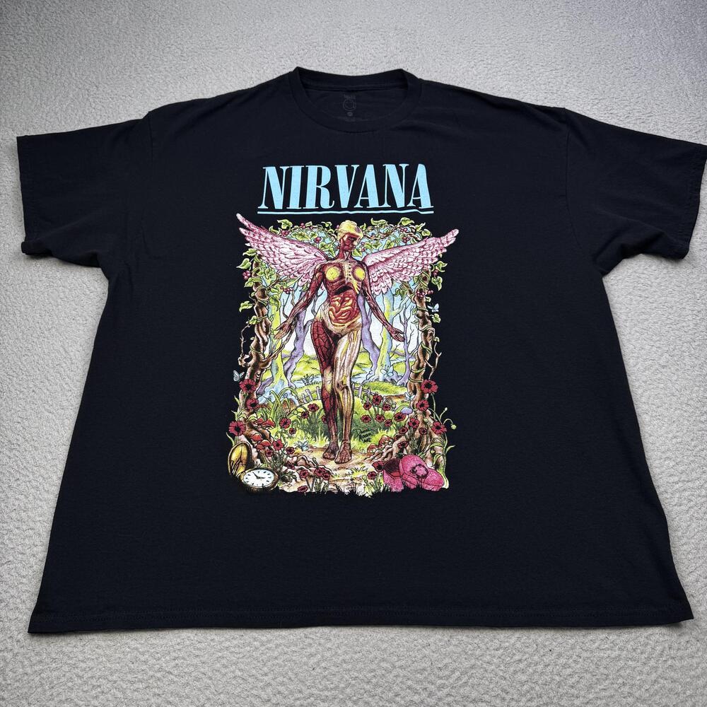 Nirvana Shirt Mens 2XL Black In Utero Angel Daniel Mercer Art Band Tee Grunge